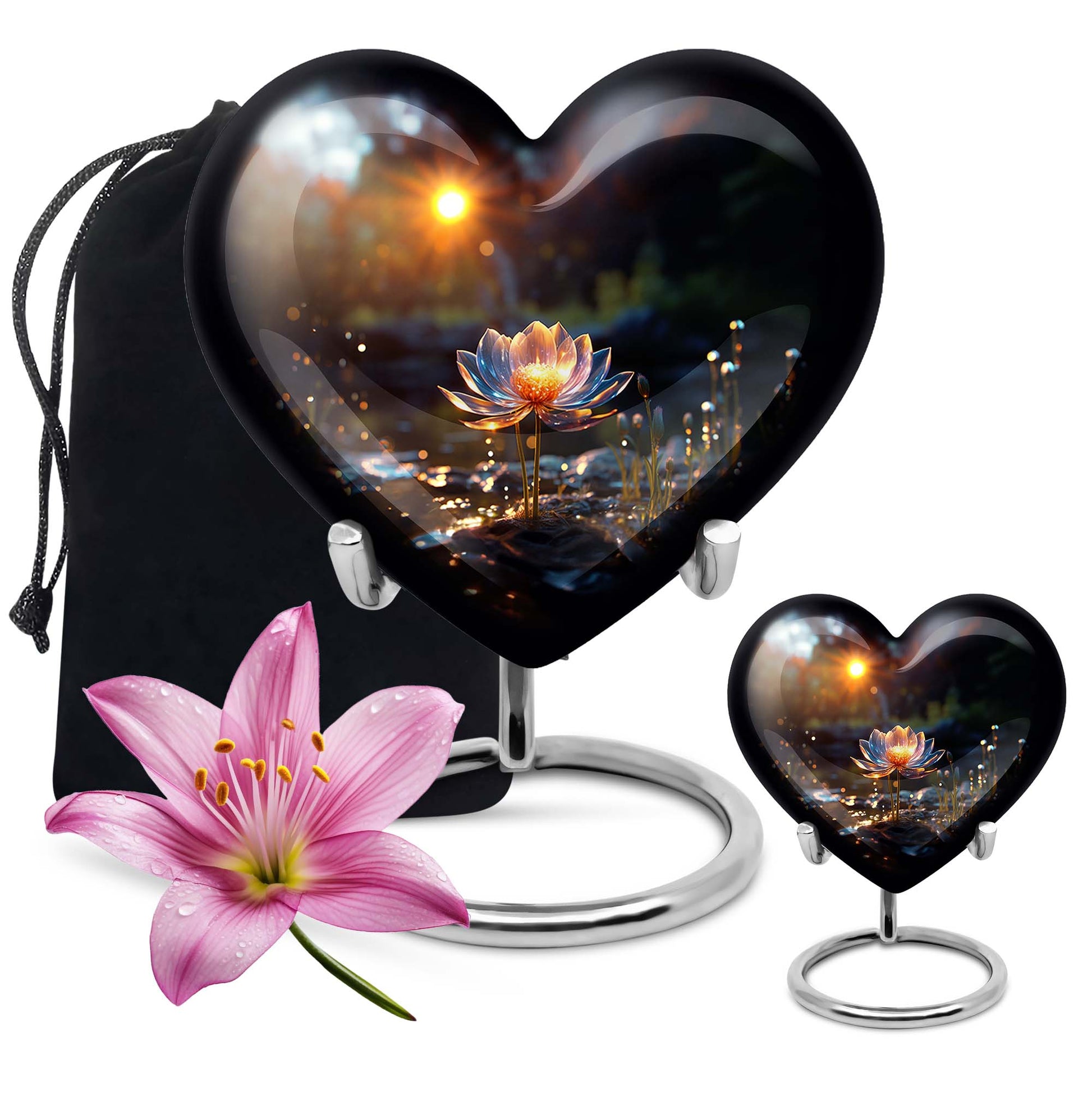 Heart Shape Lilly Urn Large Urn With 1 Keepsake Urn
