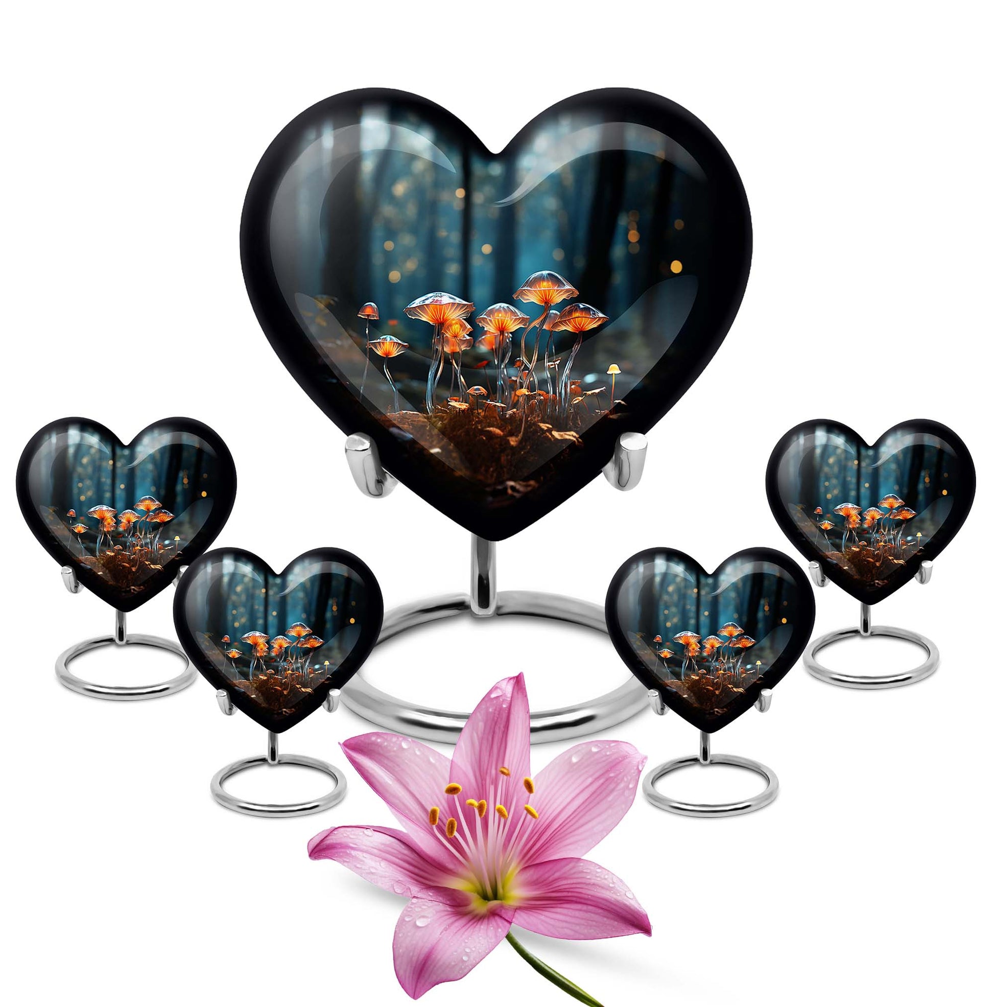 Heart Shape Lilly Urn Large Urn With 4 Keepsake Urn
