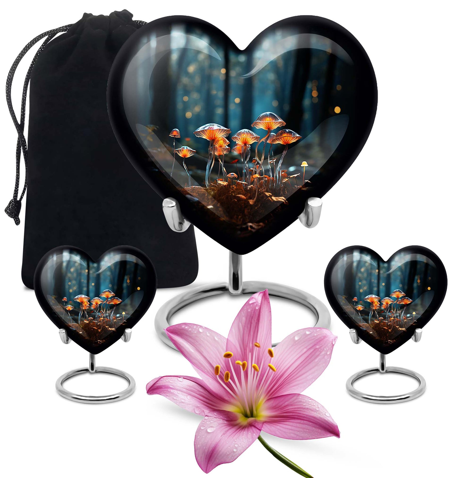 Heart Shape Lilly Urn Large Urn With 2 Keepsake Urn