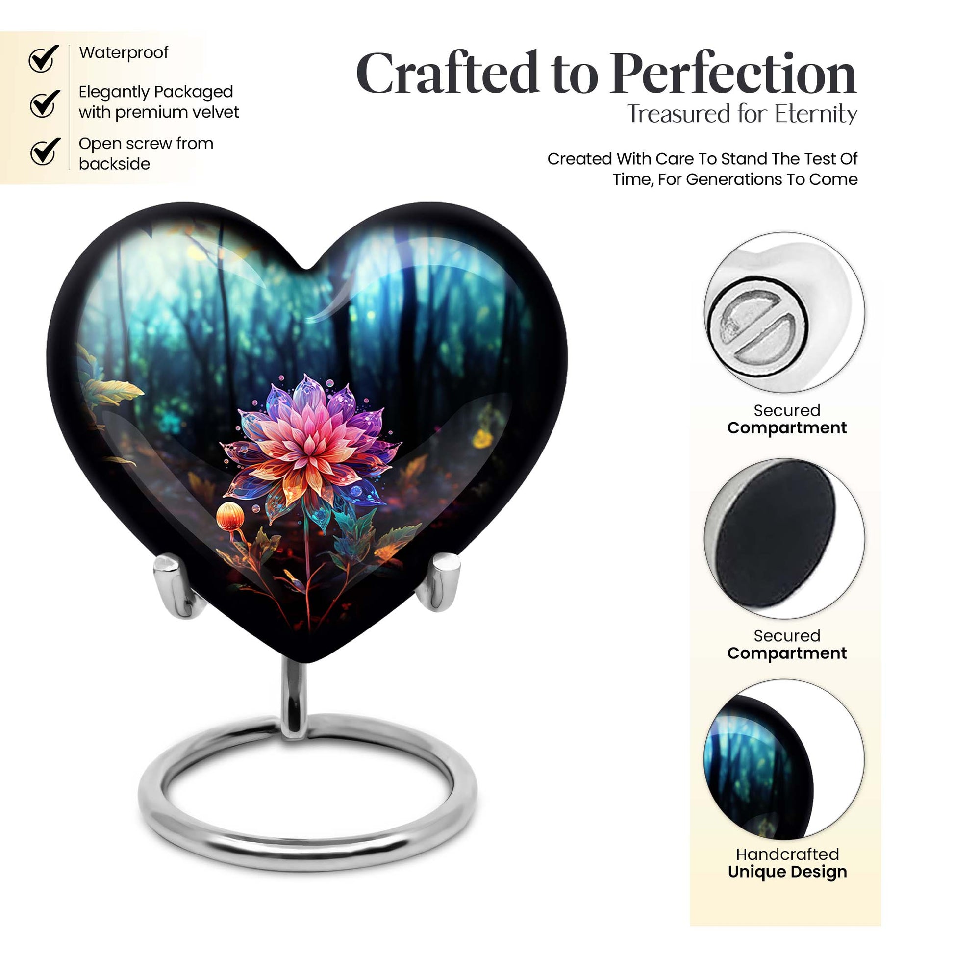Heart Shape Lilly Urn Keepsake 3 Inch