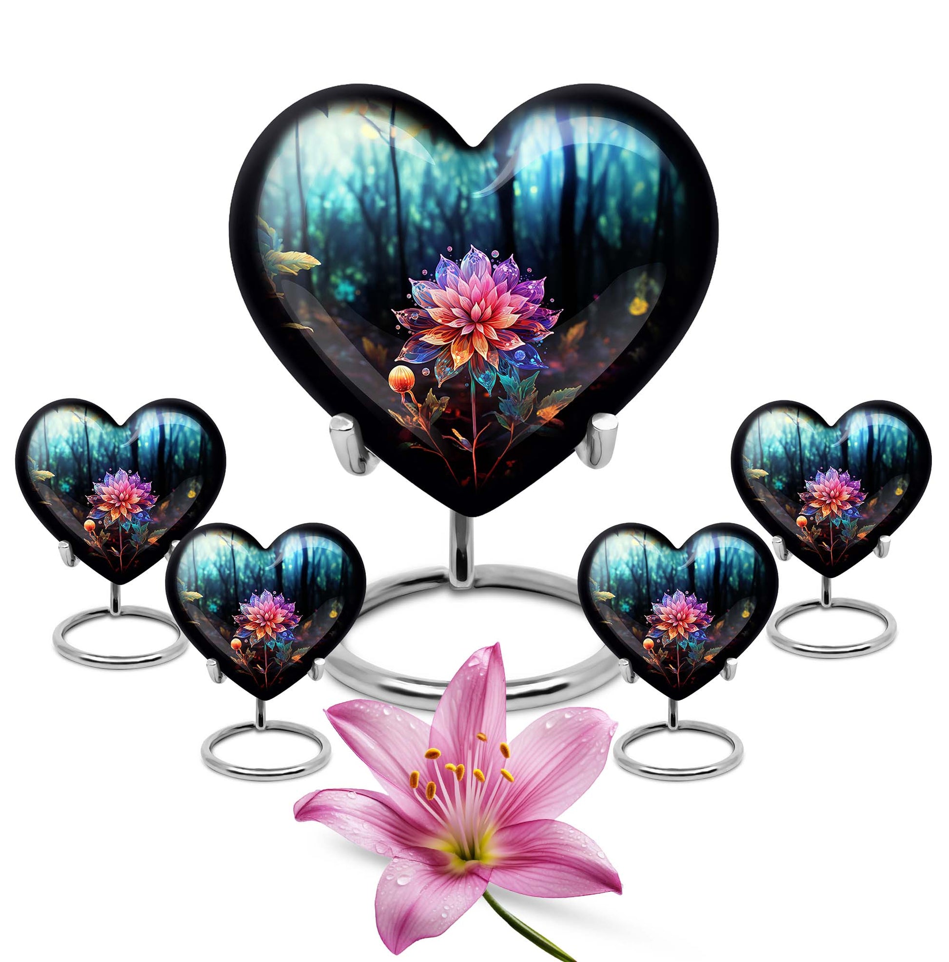 Heart Shape Lilly Urn Large Urn With 4 Keepsake Urn