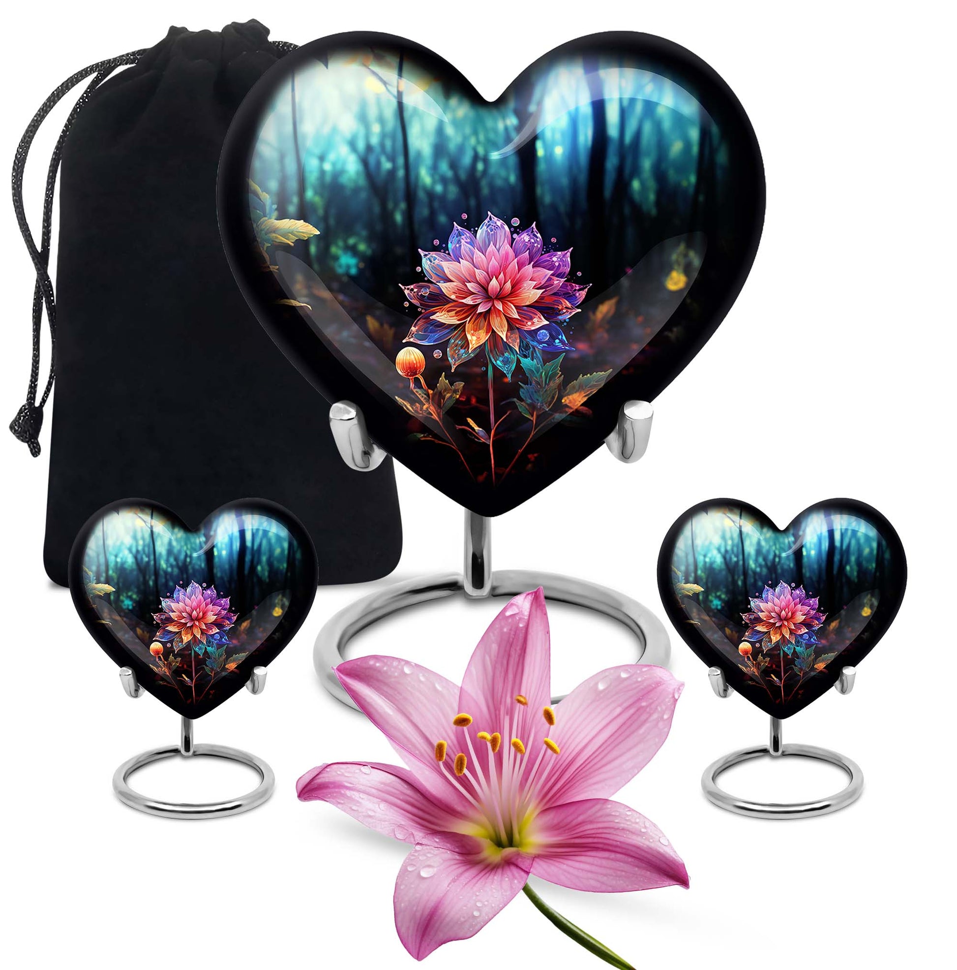 Heart Shape Lilly Urn Large Urn With 2 Keepsake Urn