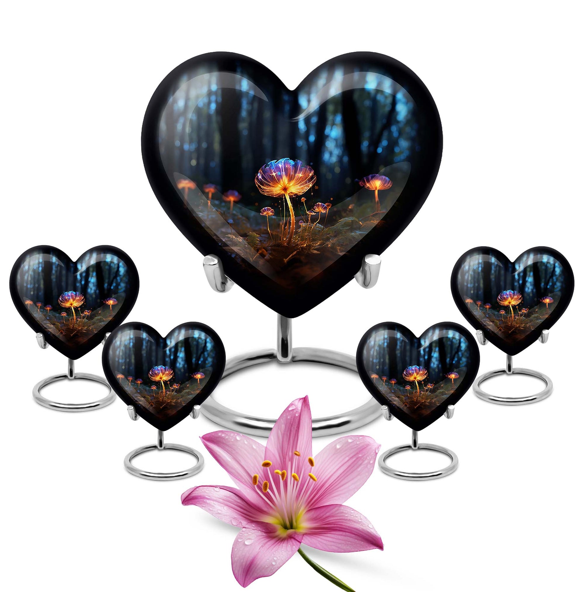 Heart Shape Lilly Urn Large Urn With 4 Keepsake Urn