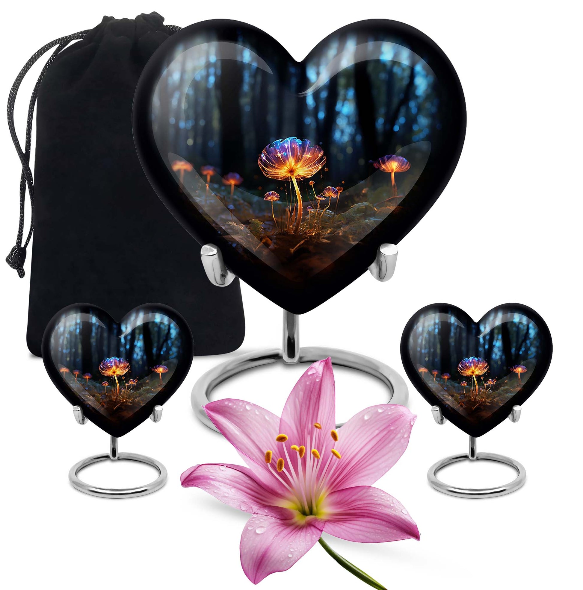 Heart Shape Lilly Urn Large Urn With 2 Keepsake Urn