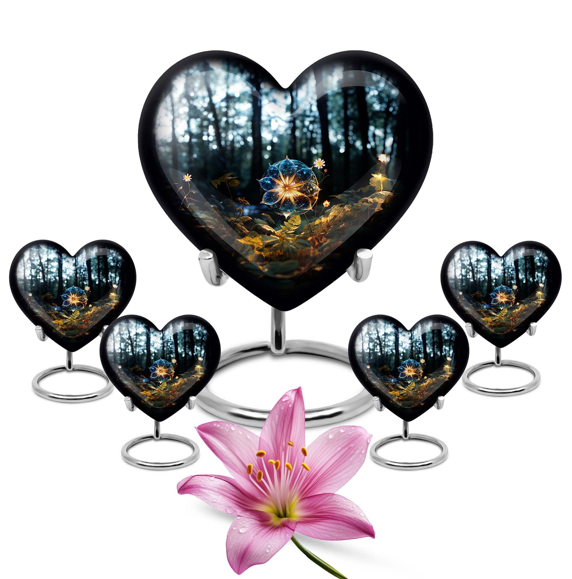 Heart Shape Lilly Urn Large Urn With 4 Keepsake Urn