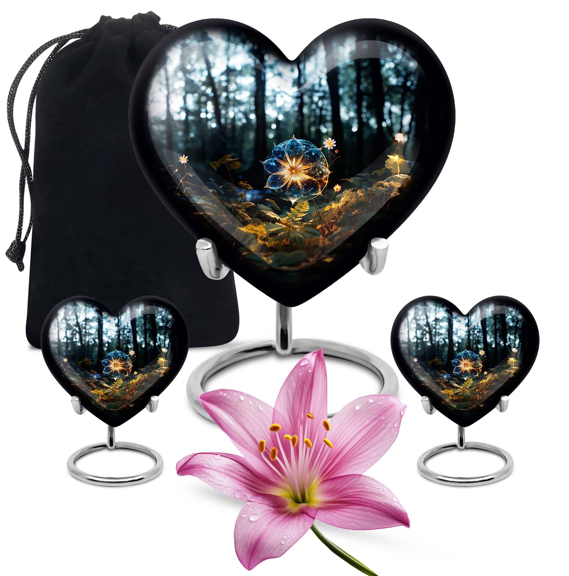 Heart Shape Lilly Urn Large Urn With 2 Keepsake Urn