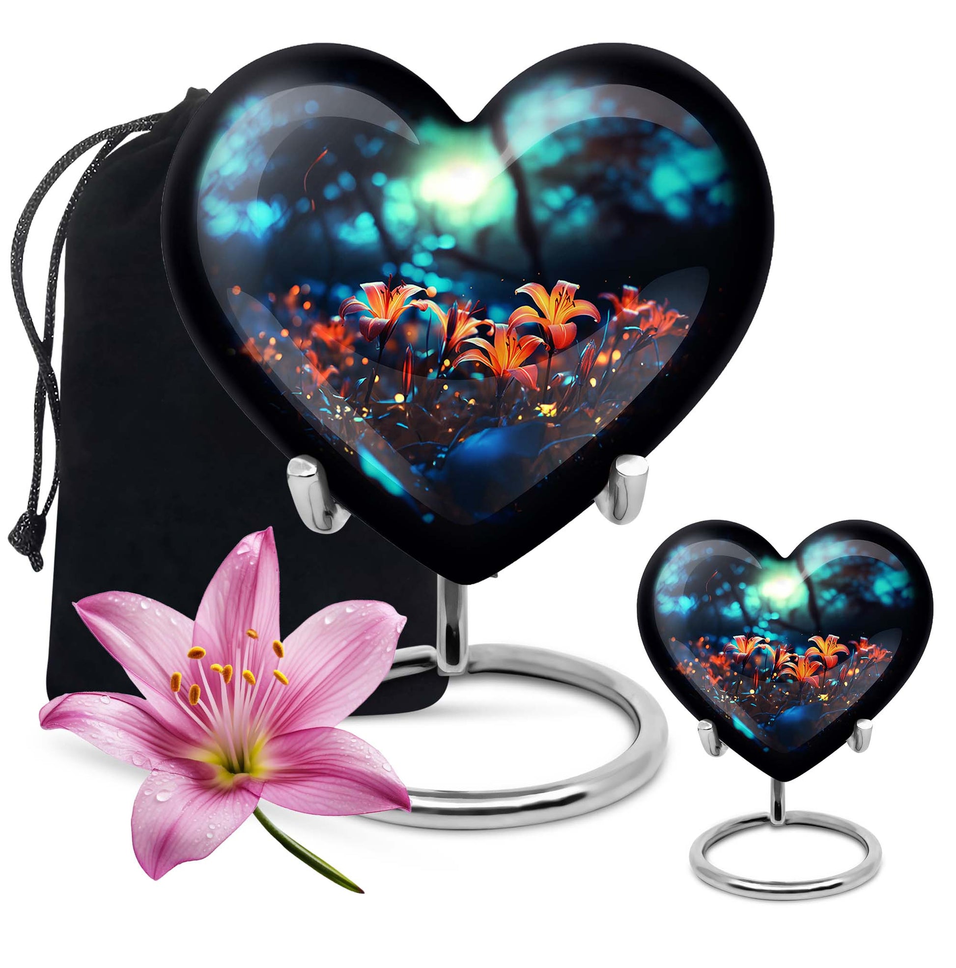 Heart Shape Lilly Urn Large Urn With 1 Keepsake Urn