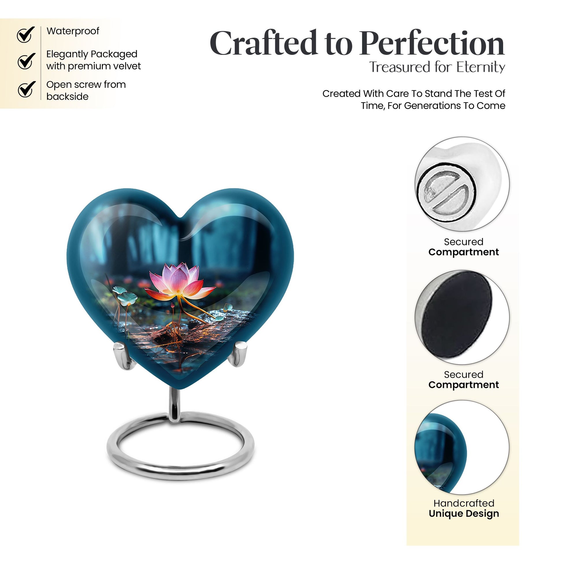 Heart Shape Lilly Urn Keepsake 3 Inch