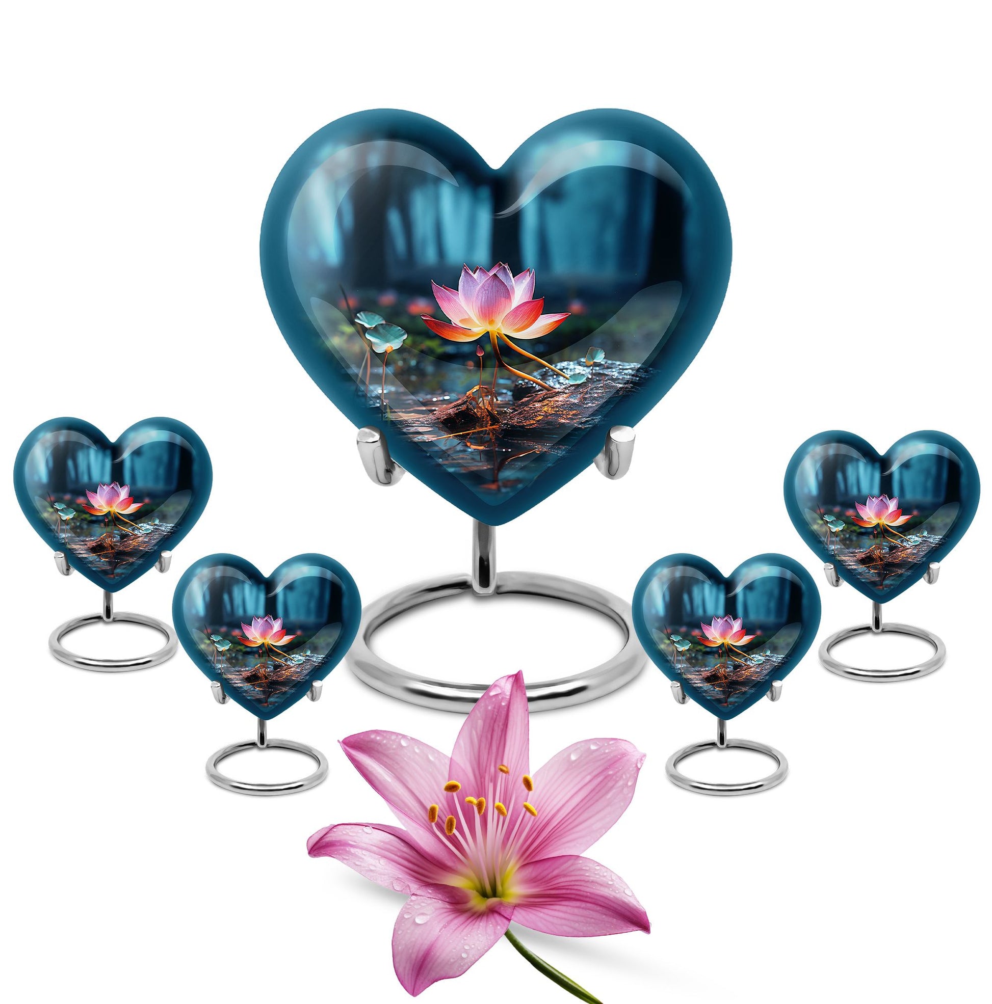 Heart Shape Lilly Urn Large Urn With 4 Keepsake Urn
