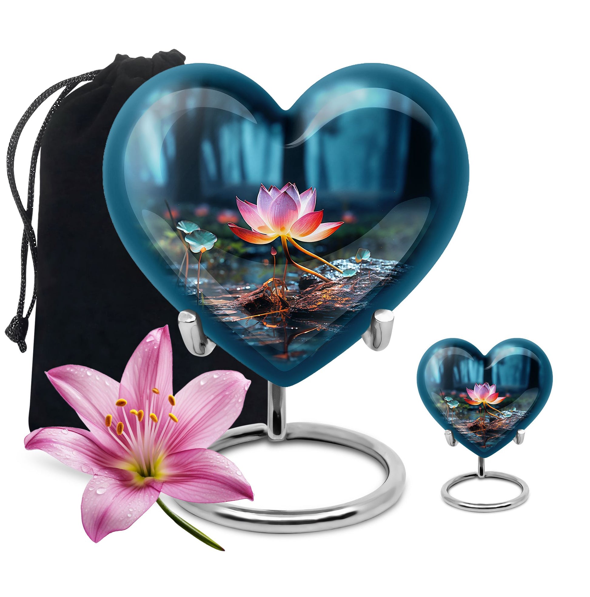 Heart Shape Lilly Urn Large Urn With 1 Keepsake Urn