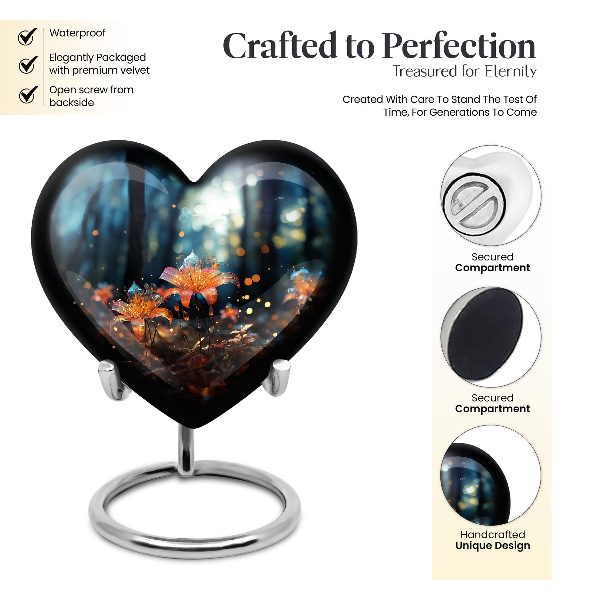 Heart Shape Lilly Urn Keepsake 3 Inch