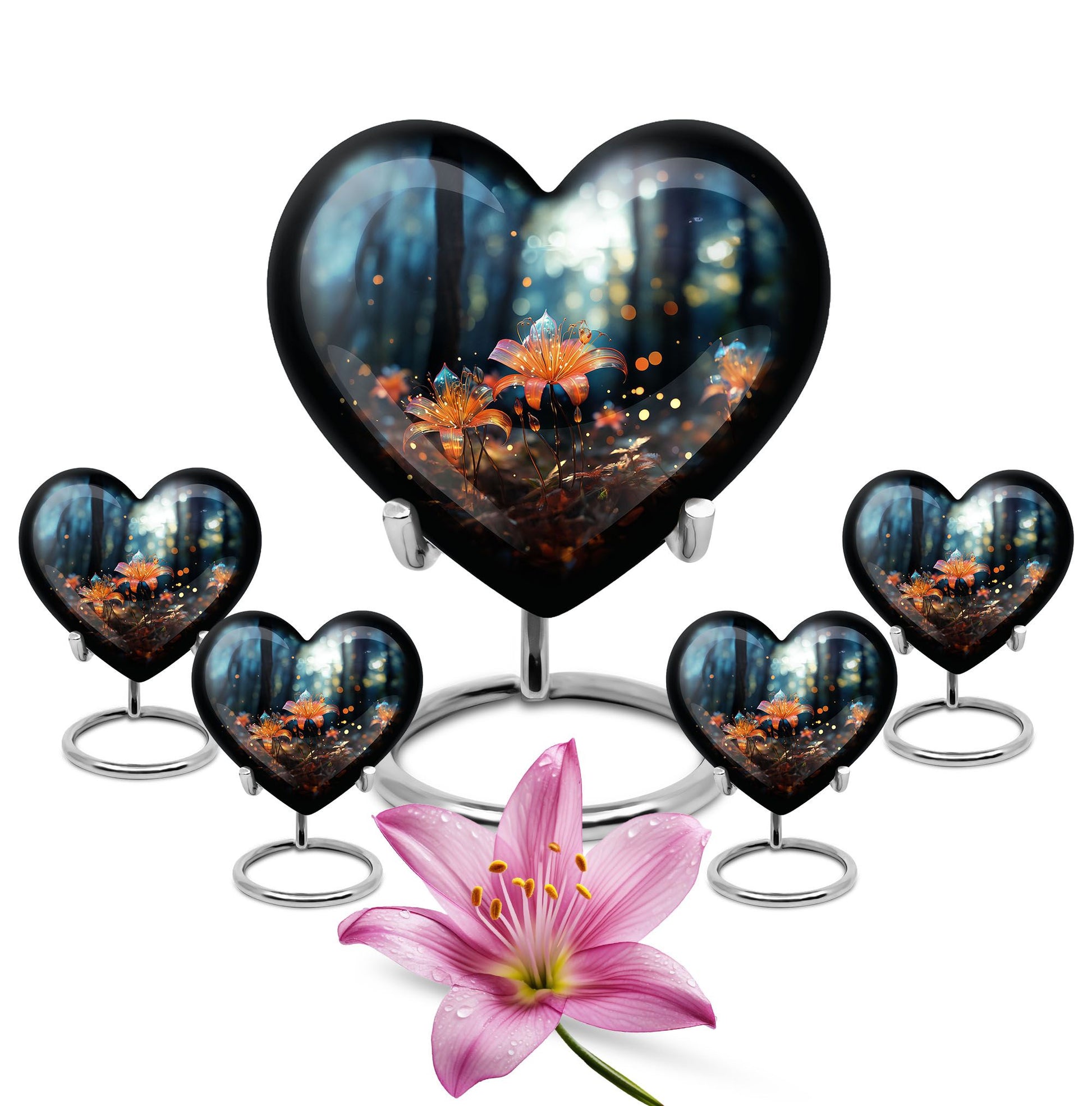 Heart Shape Lilly Urn Large Urn With 4 Keepsake Urn