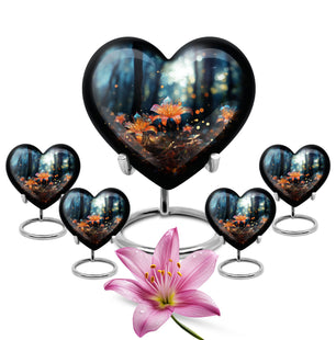 Heart Shape Lilly Urn Large Urn With 4 Keepsake Urn
