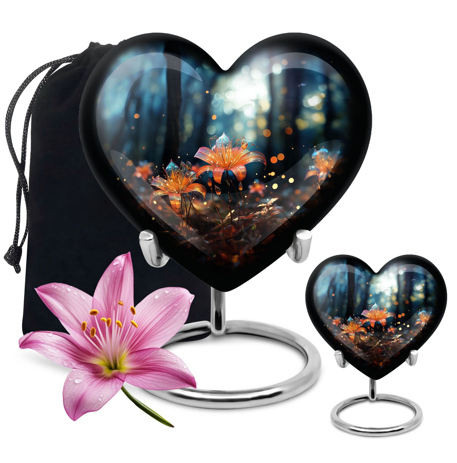 Heart Shape Lilly Urn Large Urn With 1 Keepsake Urn