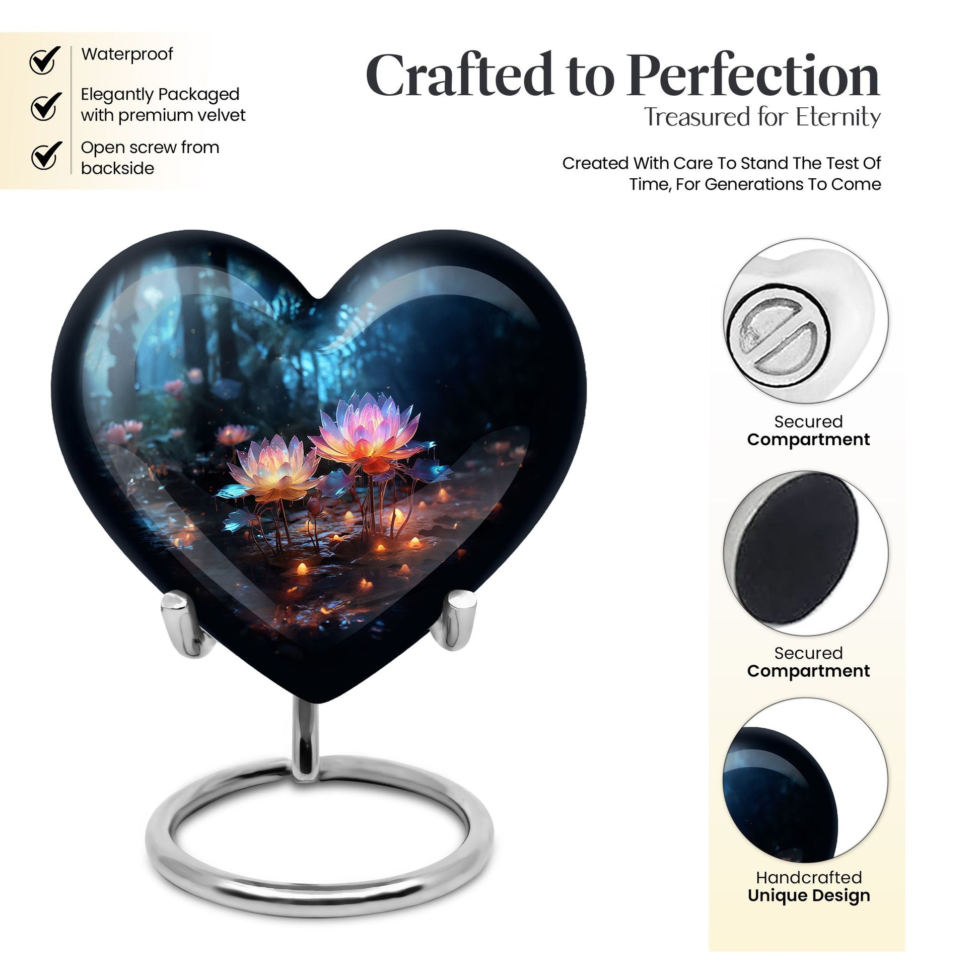 Heart Shape Lilly Urn Keepsake 3 Inch