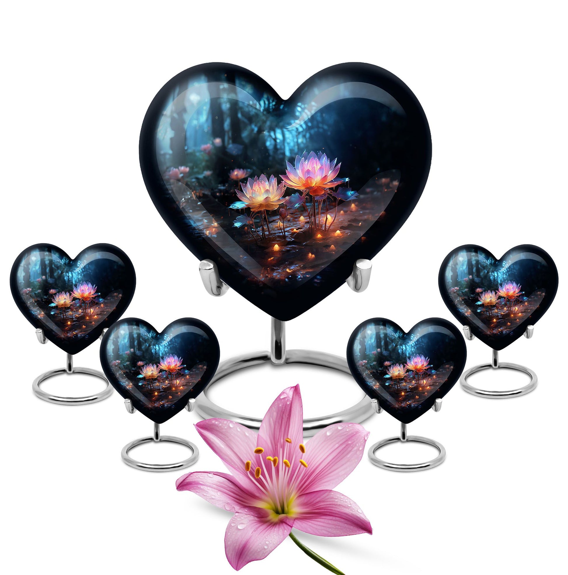 Heart Shape Lilly Urn Large Urn With 4 Keepsake Urn