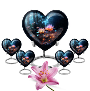 Heart Shape Lilly Urn Large Urn With 4 Keepsake Urn
