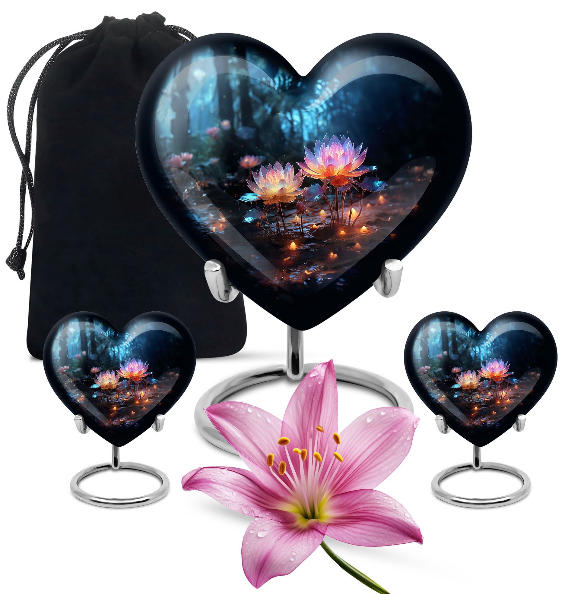 Heart Shape Lilly Urn Large Urn With 2 Keepsake Urn