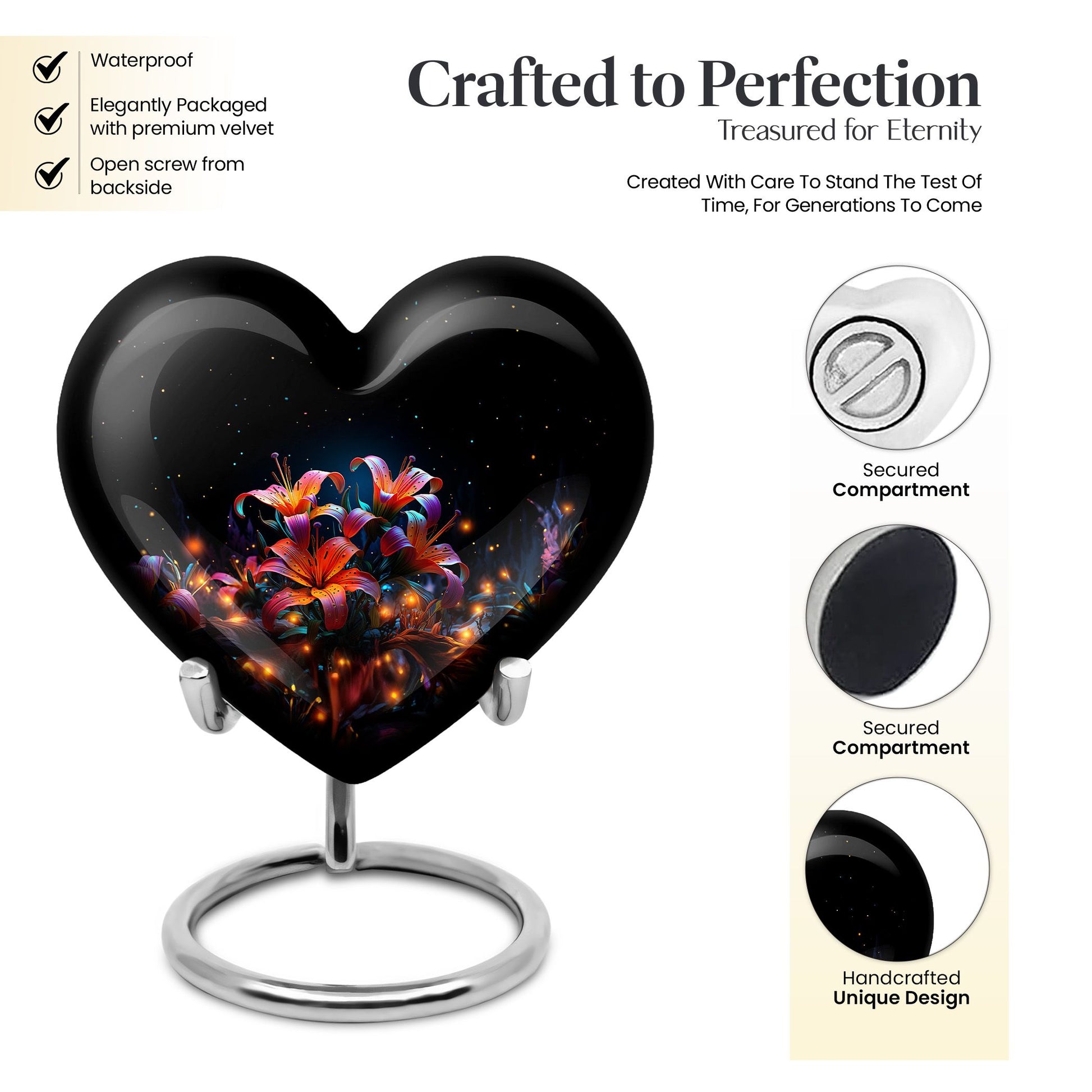 Heart Shape Lilly Urn Keepsake 3 Inch