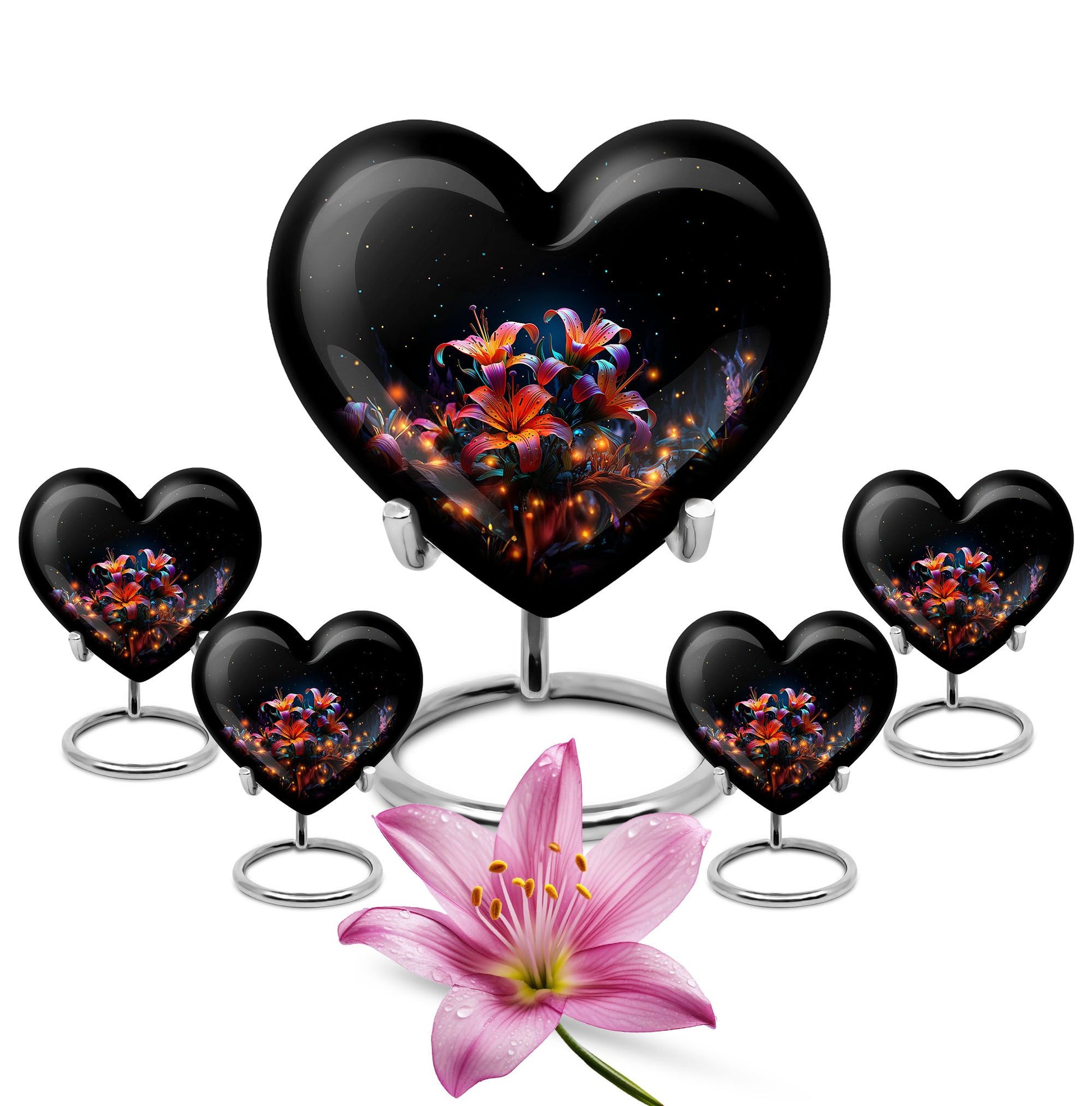 Heart Shape Lilly Urn Large Urn With 4 Keepsake Urn