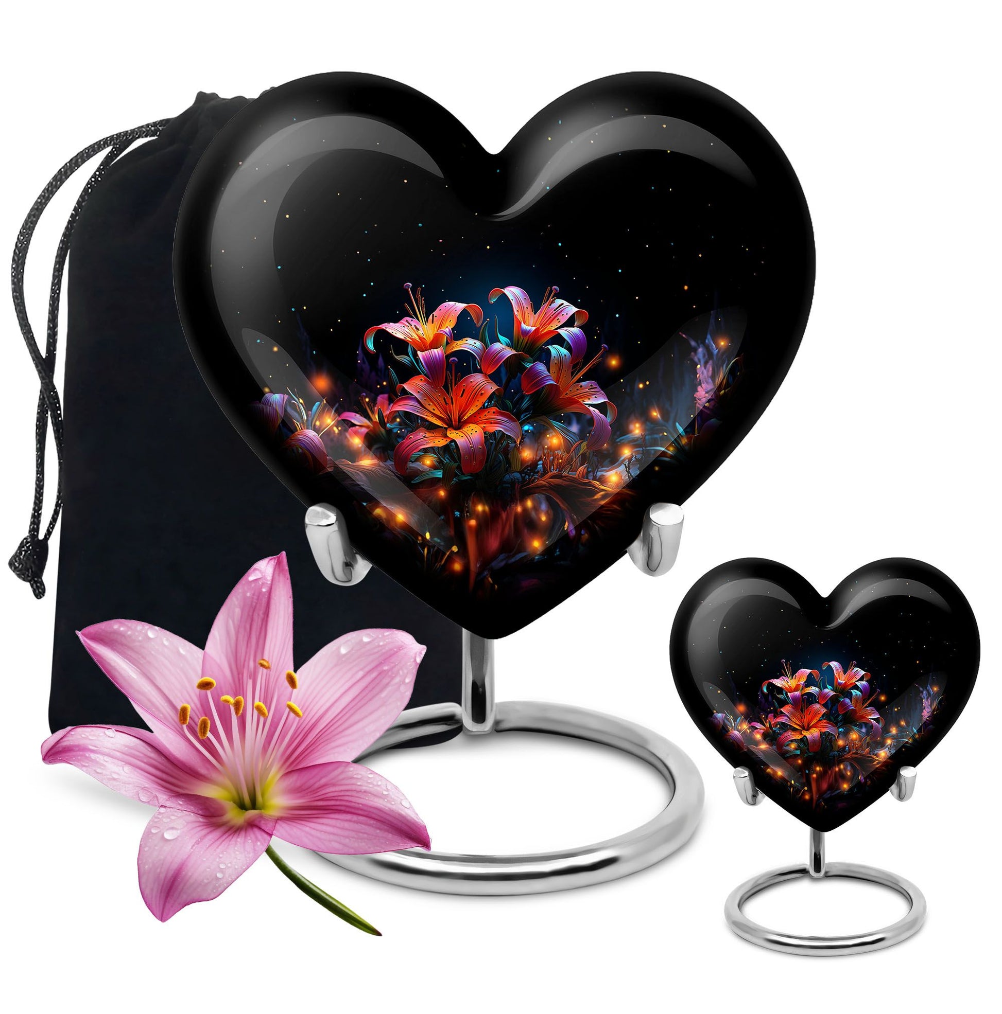 Heart Shape Lilly Urn Large Urn With 1 Keepsake Urn