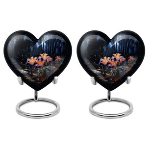 Heart Shape Lilly Urn Keepsake Urn Pack of 2