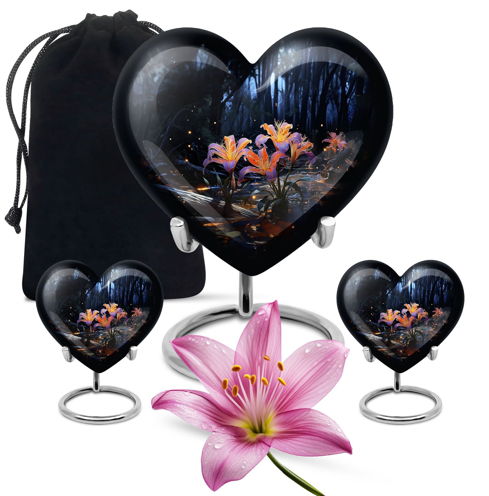 Heart Shape Lilly Urn Large Urn With 1 Keepsake Urn