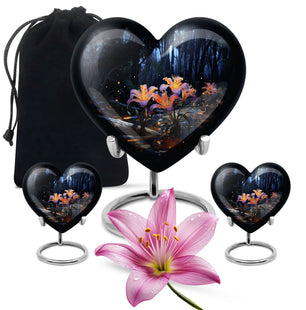 Heart Shape Lilly Urn Large Urn With 1 Keepsake Urn