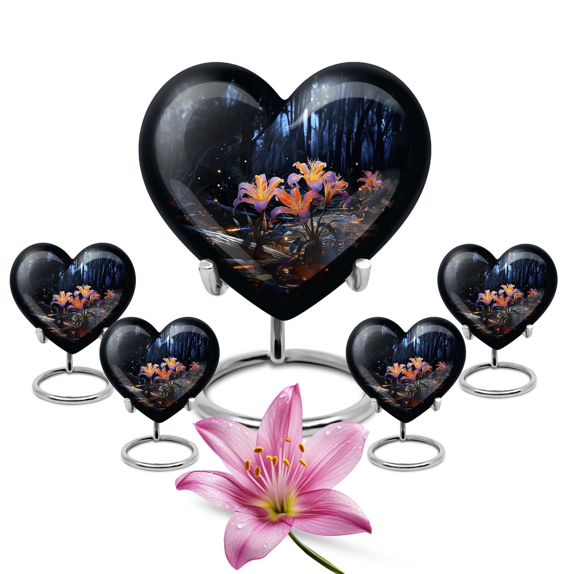 Heart Shape Lilly Urn Large Urn With 2 Keepsake Urn