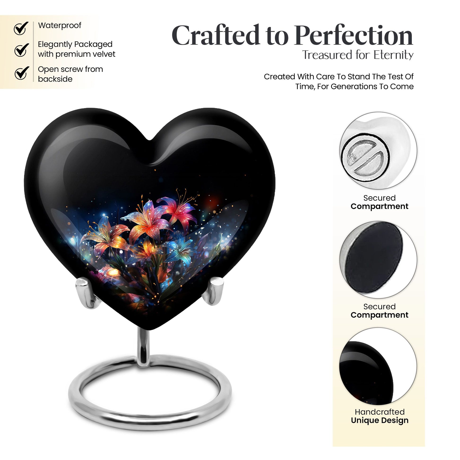 Heart Shape Lilly Urn Keepsake 3 Inch