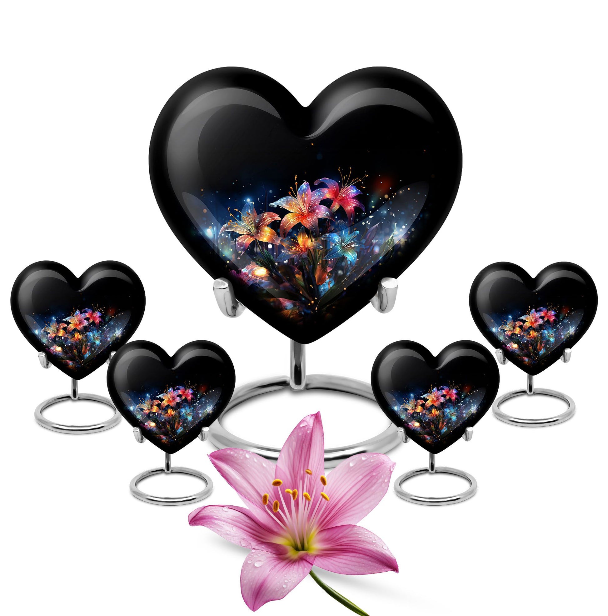 Heart Shape Lilly Urn Large Urn With 4 Keepsake Urn