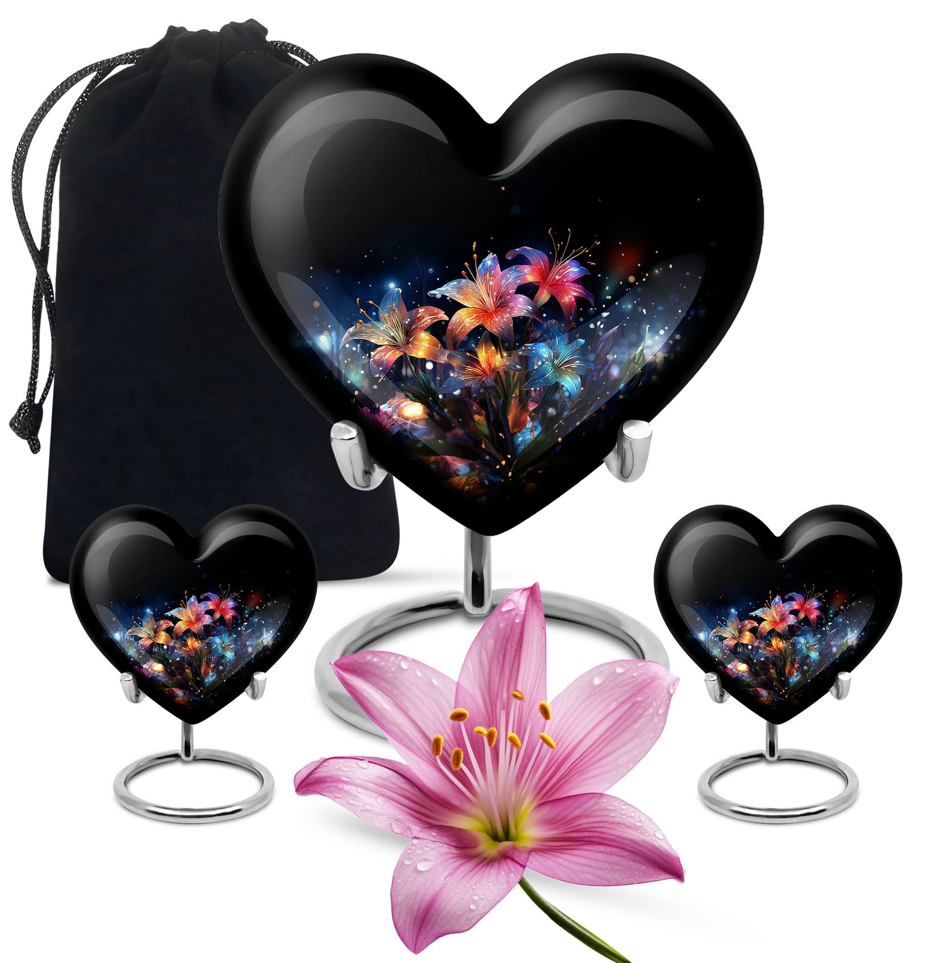 Heart Shape Lilly Urn Large Urn With 2 Keepsake Urn