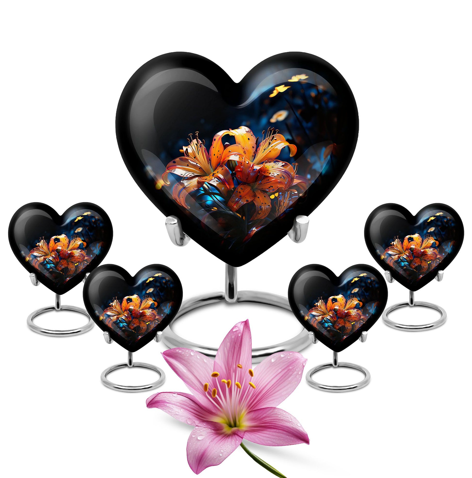 Heart Shape Lilly Urn Large Urn With 4 Keepsake Urn