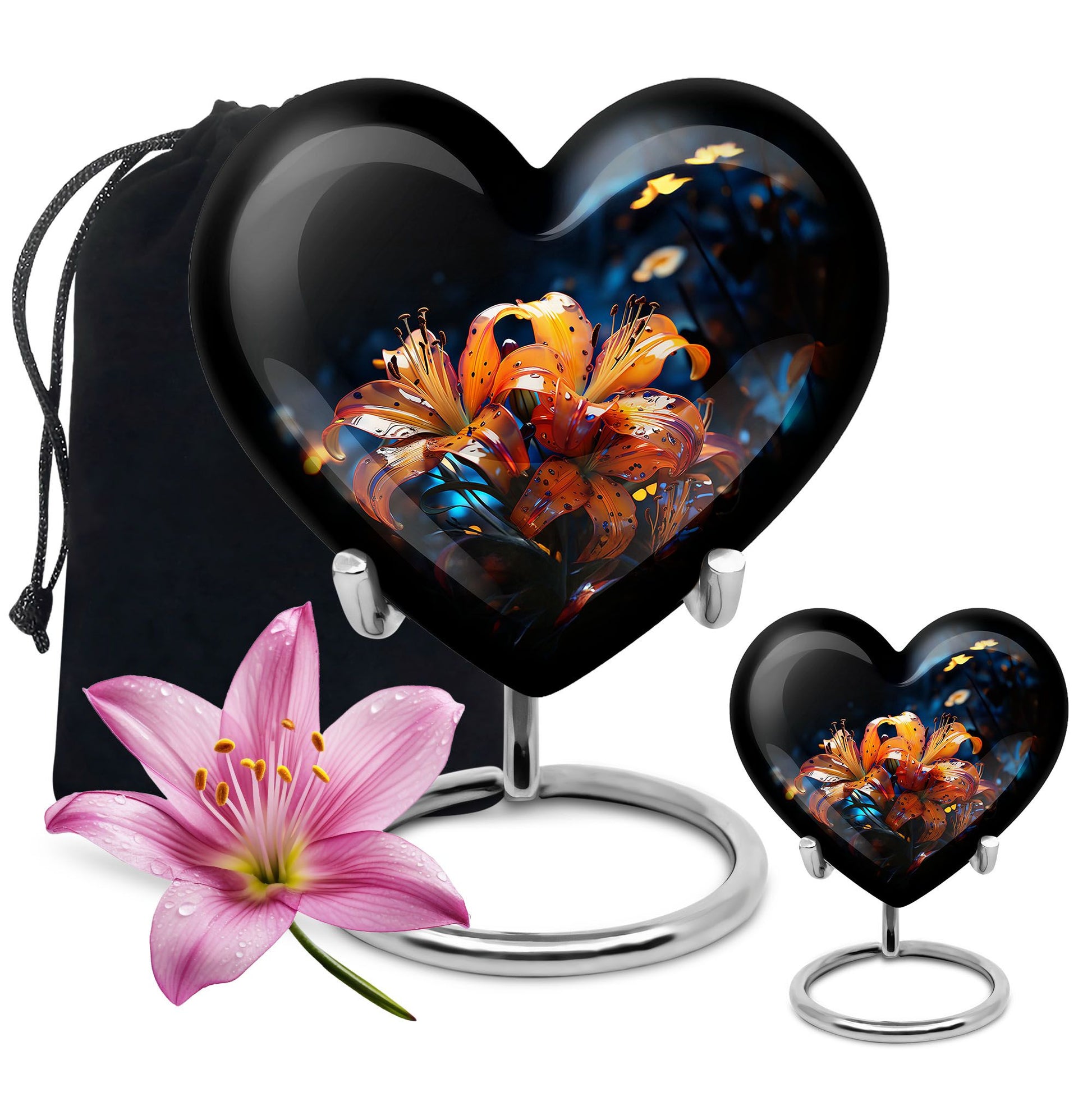 Heart Shape Lilly Urn Large Urn With 1 Keepsake Urn