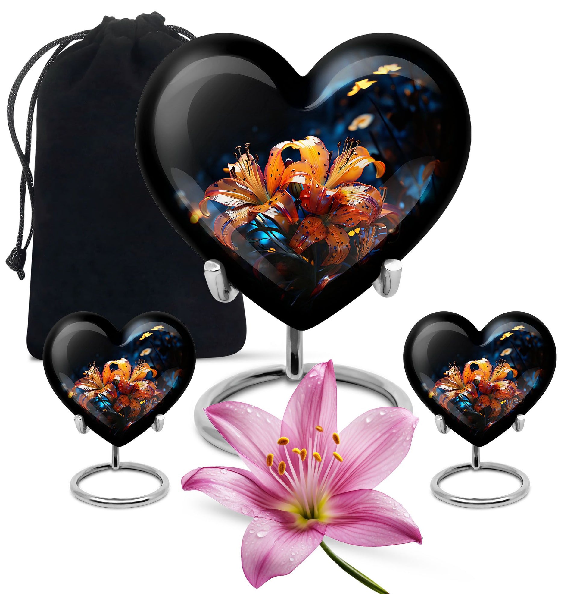 Heart Shape Lilly Urn Large Urn With 2 Keepsake Urn