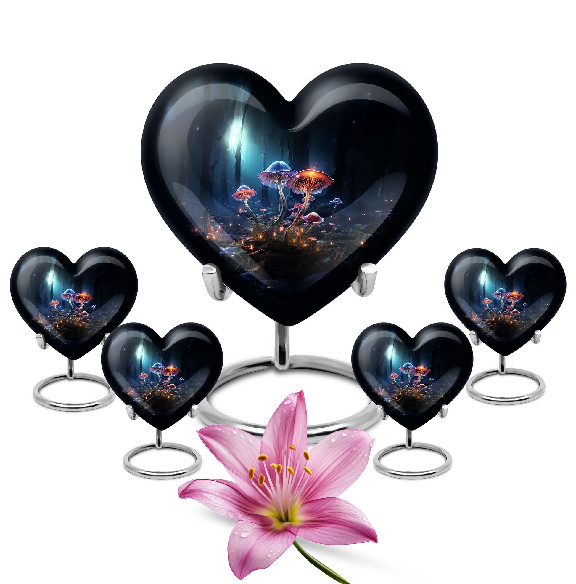 Heart Shape Lilly Urn Large Urn With 4 Keepsake Urn