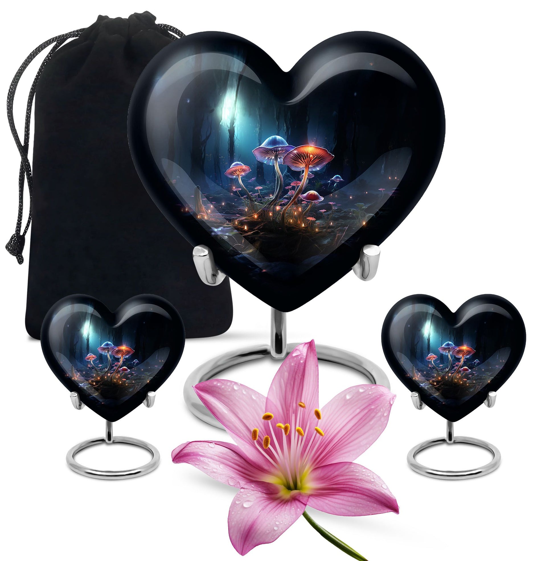 Heart Shape Lilly Urn Large Urn With 2 Keepsake Urn