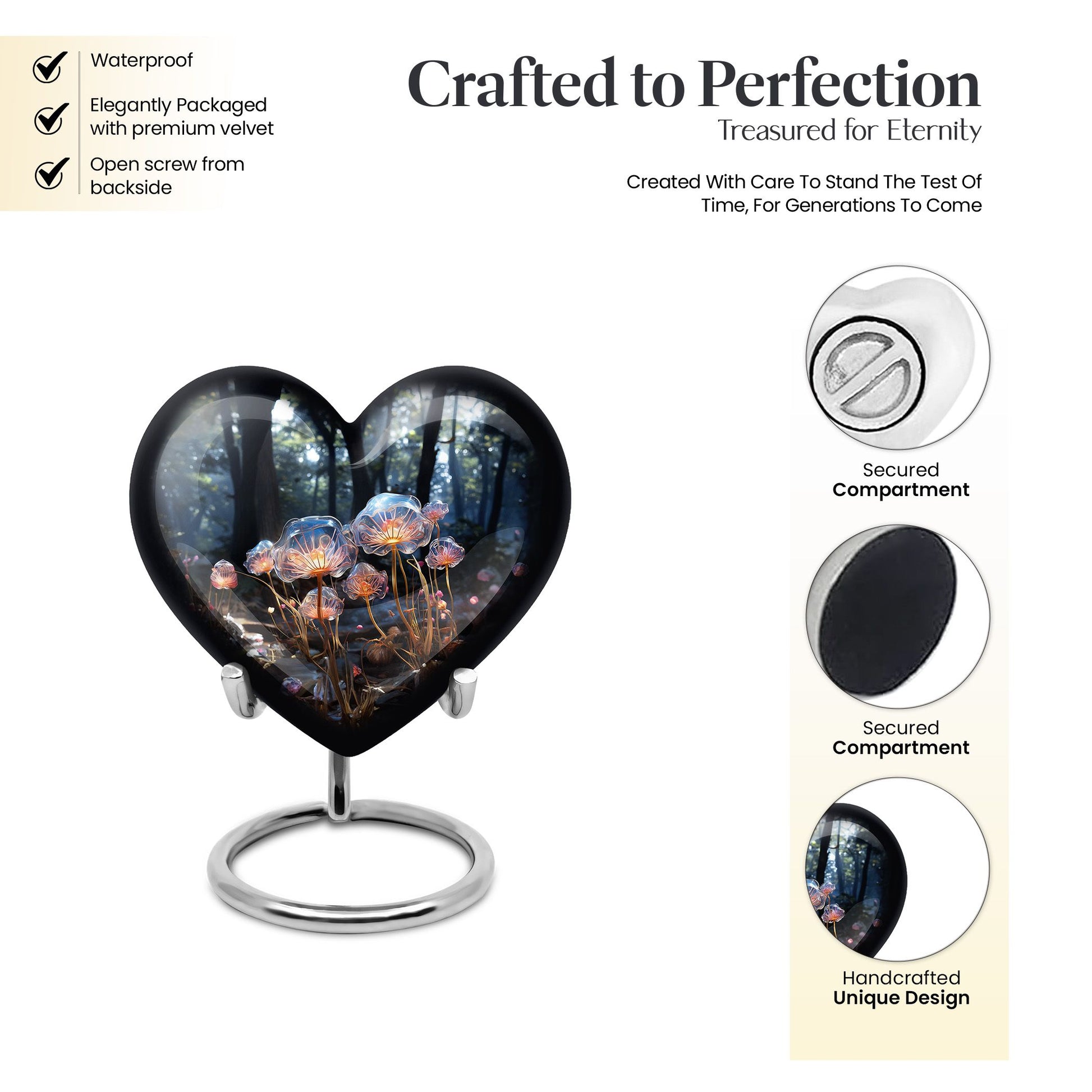 Heart Shape Lilly Urn Keepsake 3 Inch