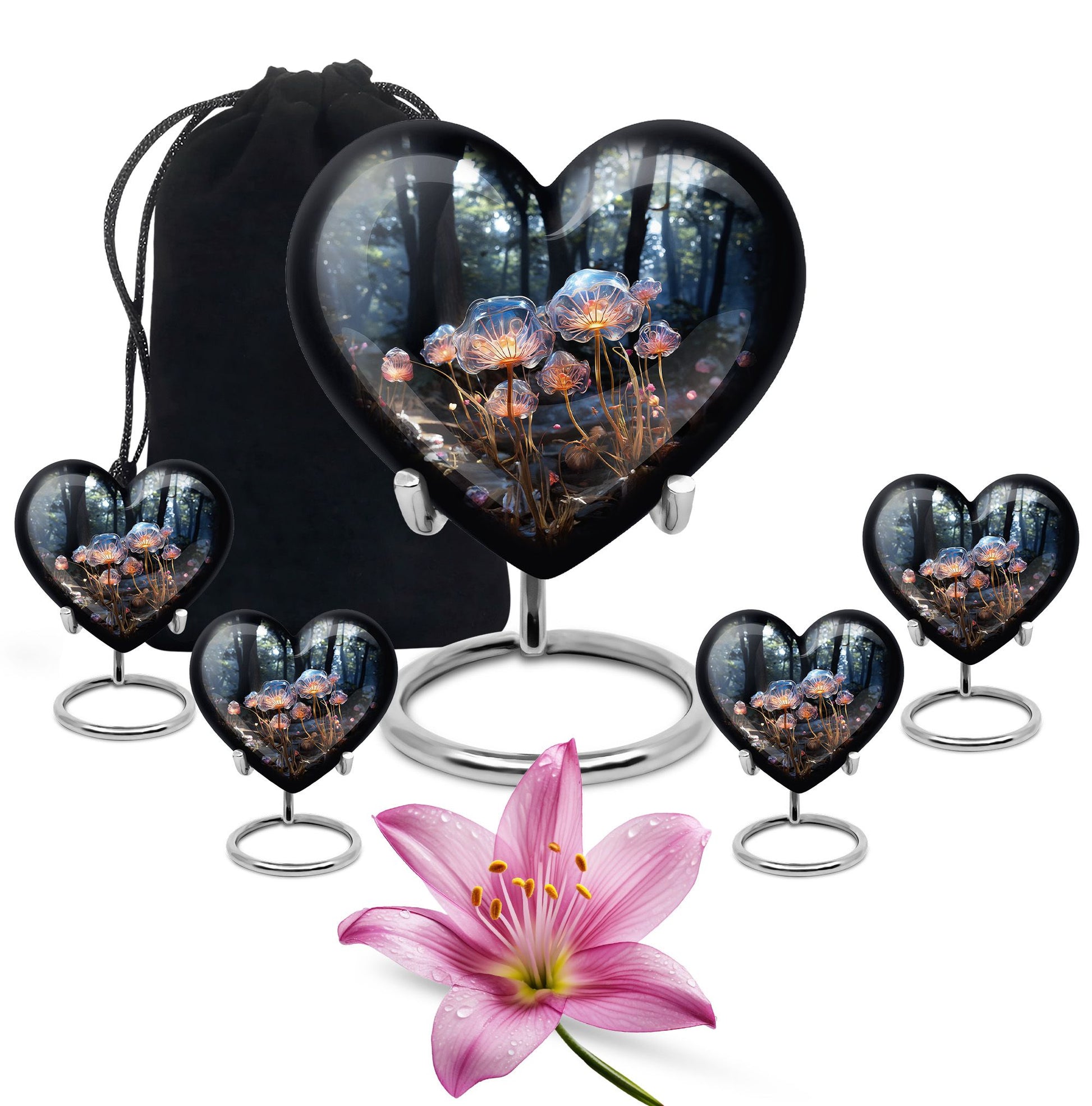 Heart Shape Lilly Urn Large Urn With 4 Keepsake Urn