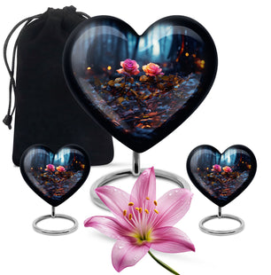 Heart Shape Rose Urn Large Urn With 2 Keepsake Urn