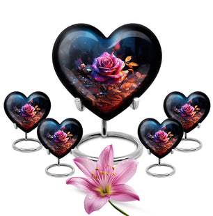 Heart Shape Rose Urn Large Urn With 4 Keepsake Urn