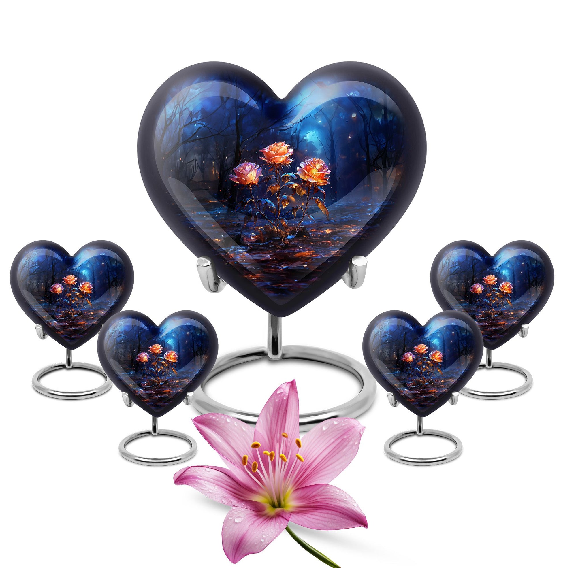 Heart Shape Rose Urn Large Urn With 4 Keepsake Urn