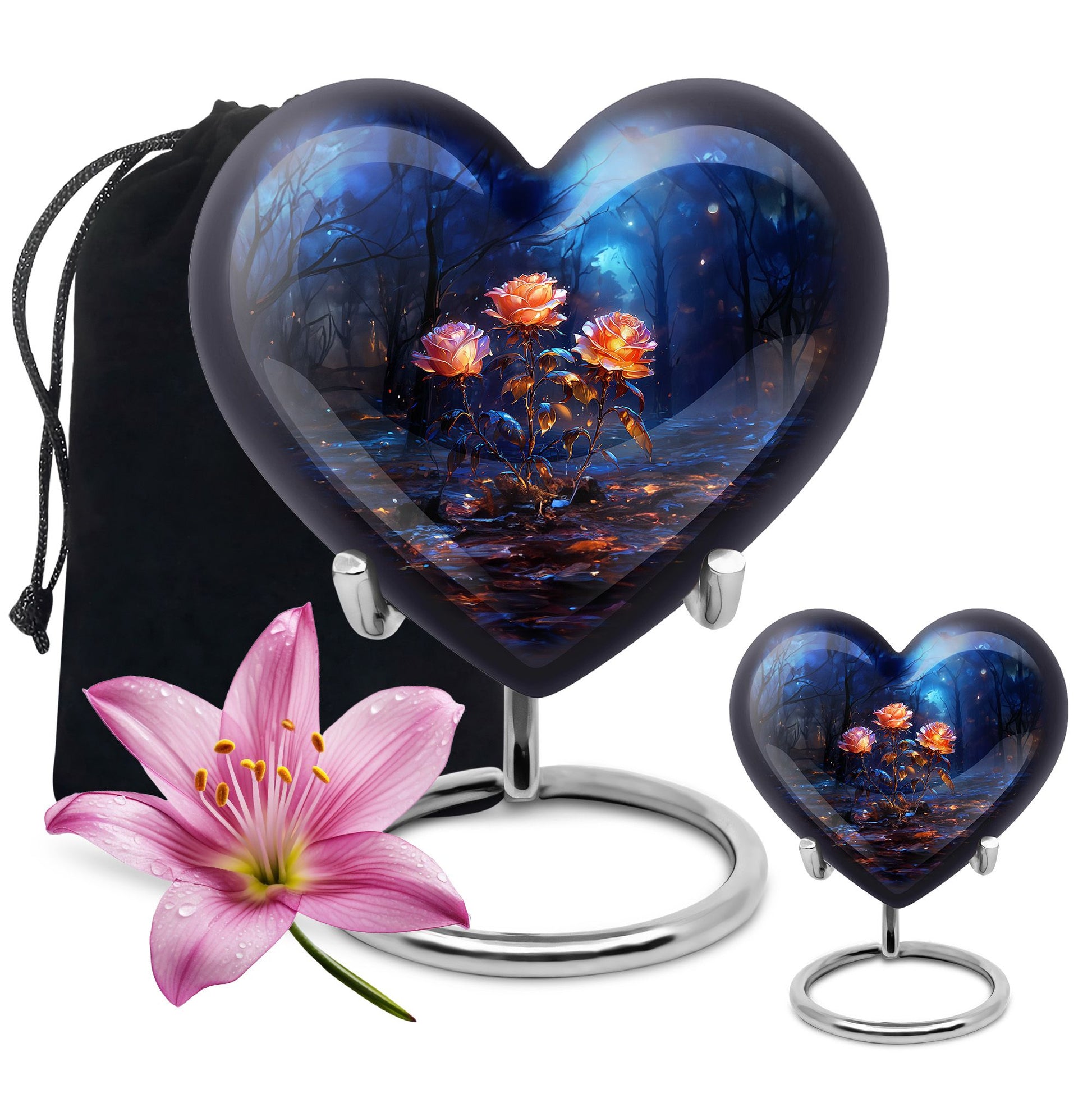 Heart Shape Rose Urn Large Urn With 1 Keepsake Urn