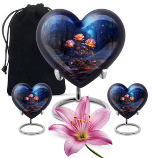 Heart Shape Rose Urn Large Urn With 2 Keepsake Urn