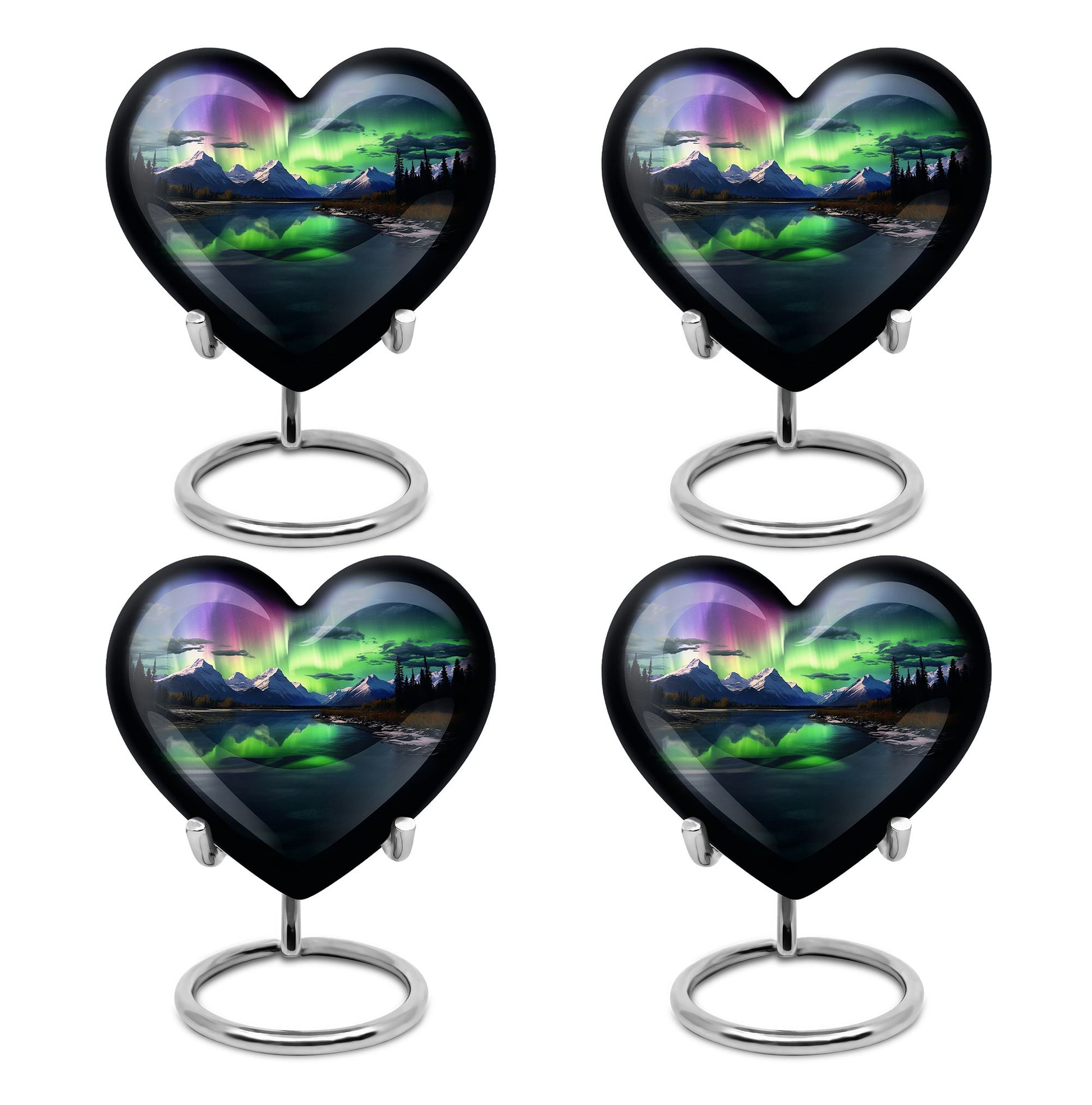 Heart Shape Aurora Borealis Urn Keepsake Urn Pack of 4