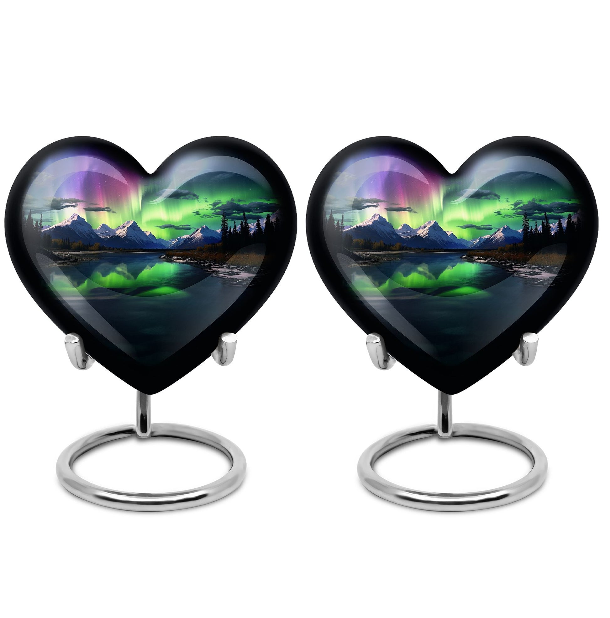 Heart Shape Aurora Borealis Urn Keepsake Urn Pack of 2