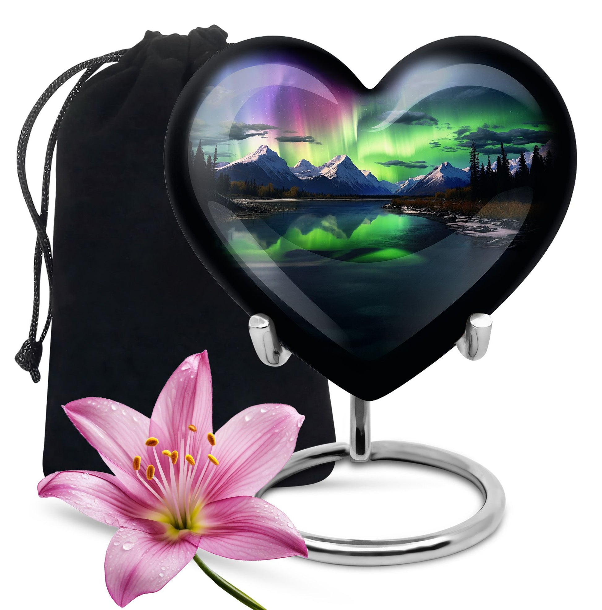 Heart Shape Aurora Borealis Urn Large 10 Inch