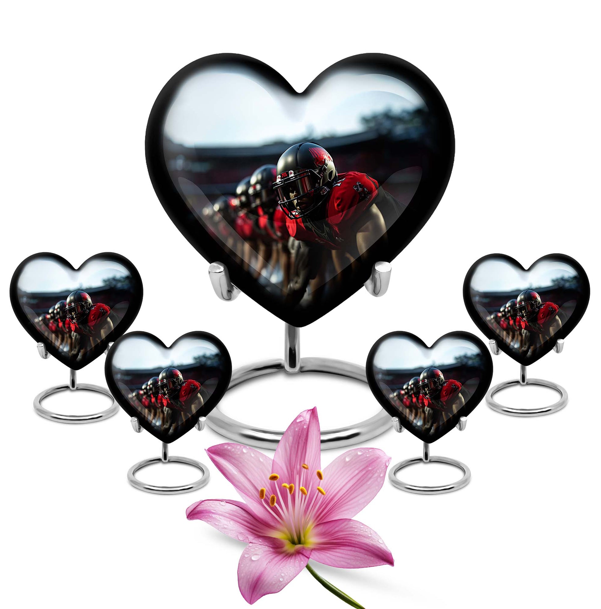Heart Shape Football Urn Large Urn With 4 Keepsake Urn