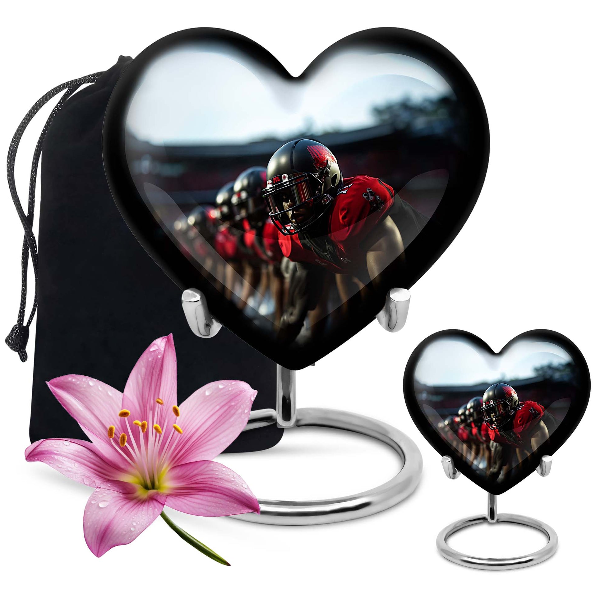 Heart Shape Football Urn Large Urn With 1 Keepsake Urn