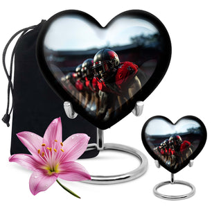 Heart Shape Football Urn Large Urn With 1 Keepsake Urn